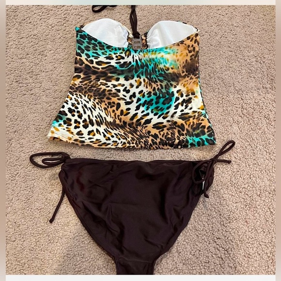 COCO CABANA leopard halter top & brown bikini - Picture 2 of 4